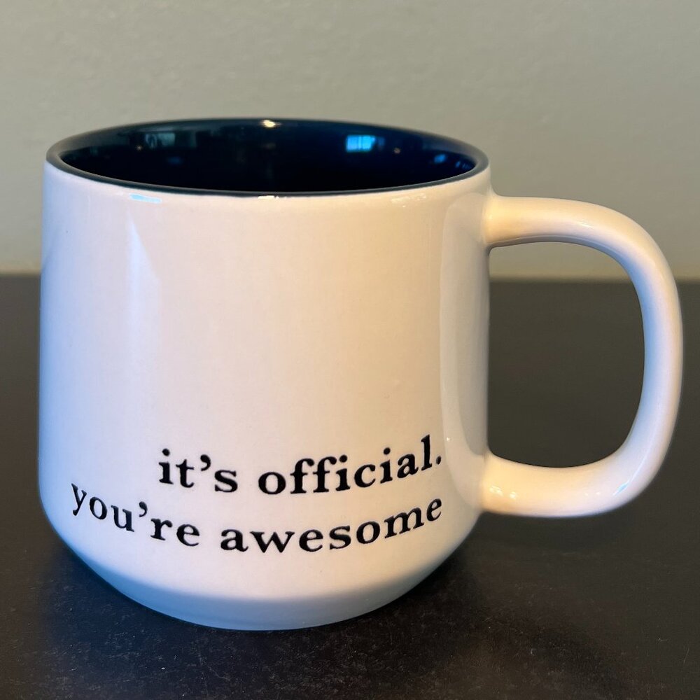 Threshold Its Official Youre Awesome Stoneware Mug Navy Blue Interior Gift Cup